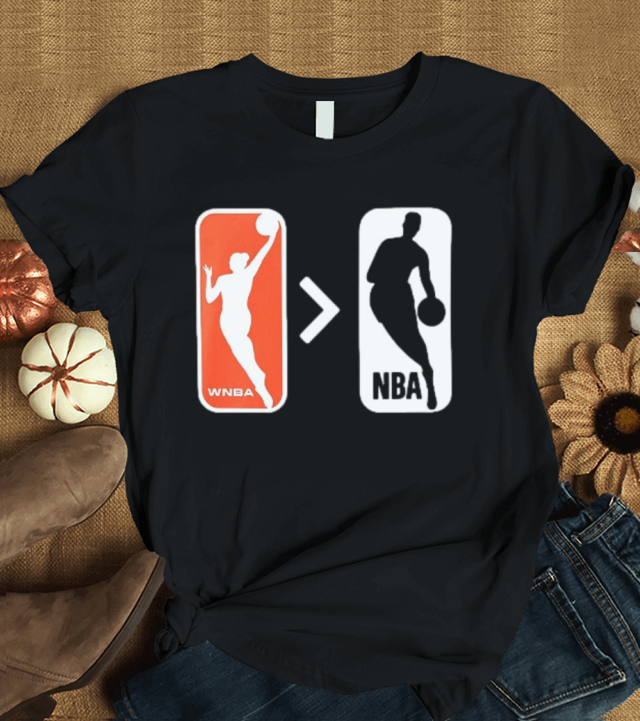 WNBA Logo Greater Than NBA Logo Comparison T-Shirt