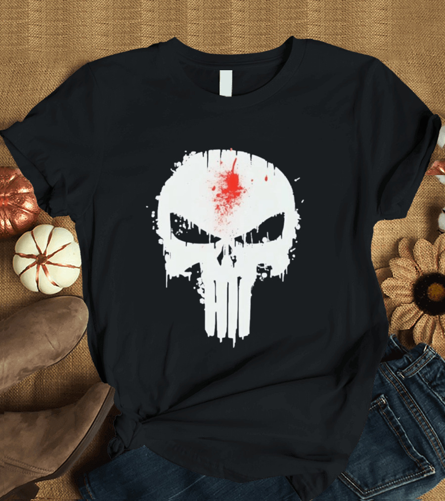 Punisher Skull Bleeding Head Shot T-Shirt