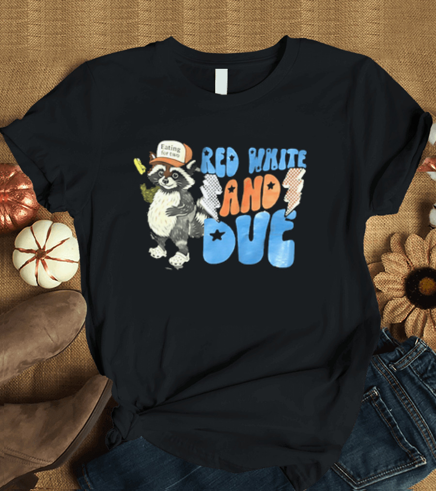 Red White And Due Raccoon Eating For Two T-Shirt
