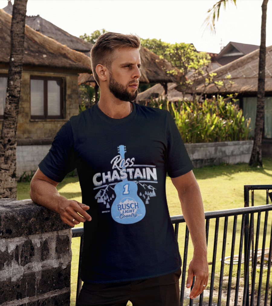 Ross Chastain No 1 Busch Light Country Guitar T-Shirt