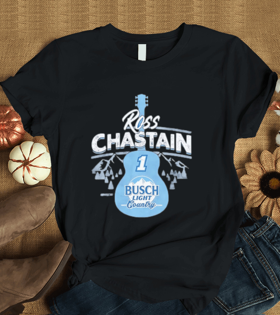 Ross Chastain No 1 Busch Light Country Guitar T-Shirt