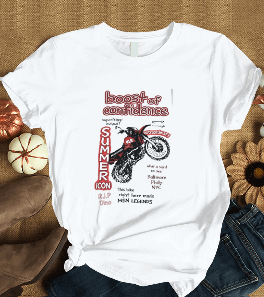 Boost Of Confidence Kawasaki KLR Summer Icon RIP Dino Men Legends T-Shirt