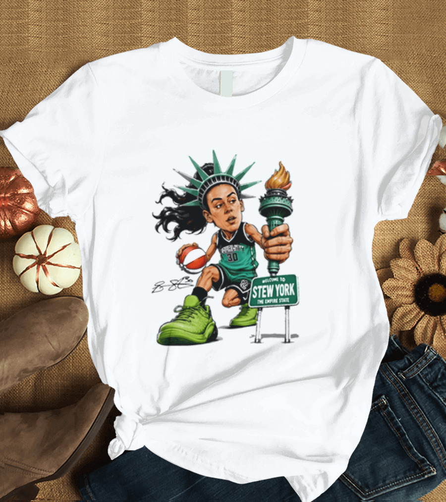 New York Liberty Breanna Stewart Stew York Torch Statue Basketball T-Shirt