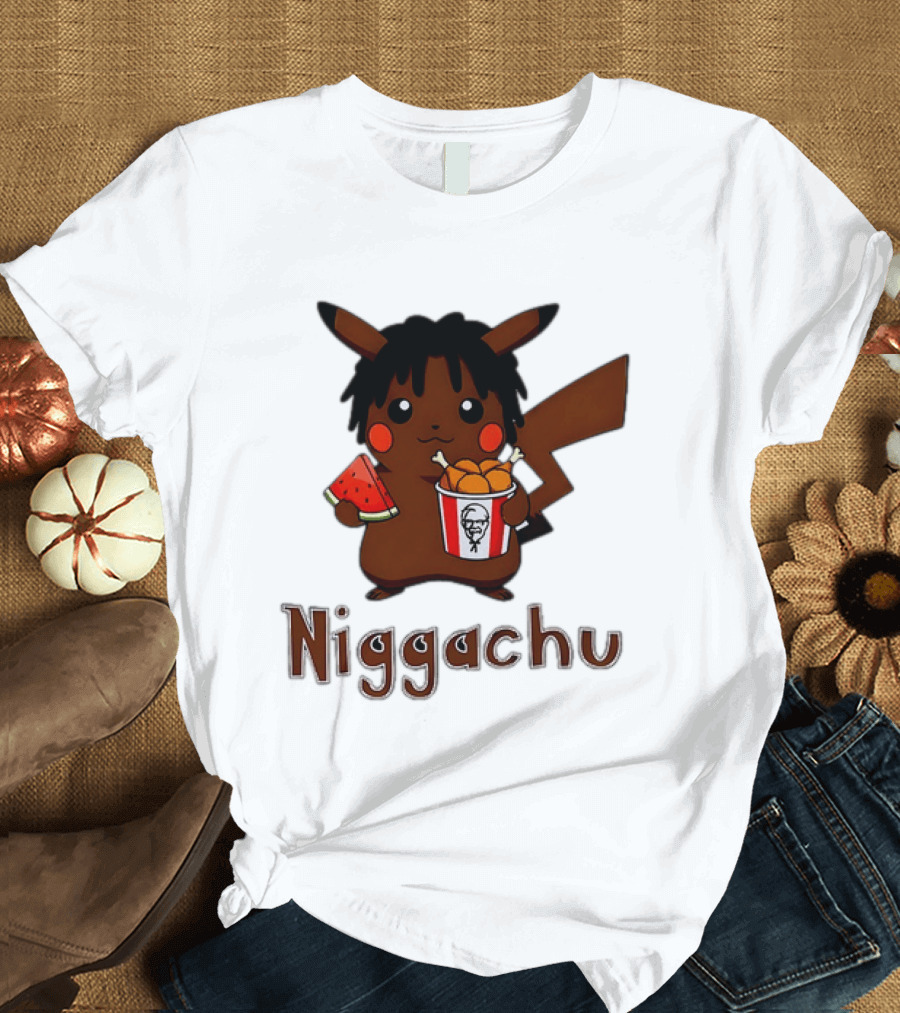 Niggachu Pikachu With Fried Chicken And Watermelon T-Shirt