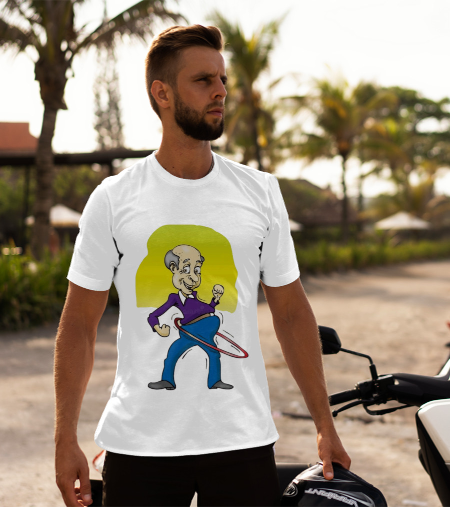 Elderly Man Hula Hooping Joyfully With Fist Pump T-Shirt