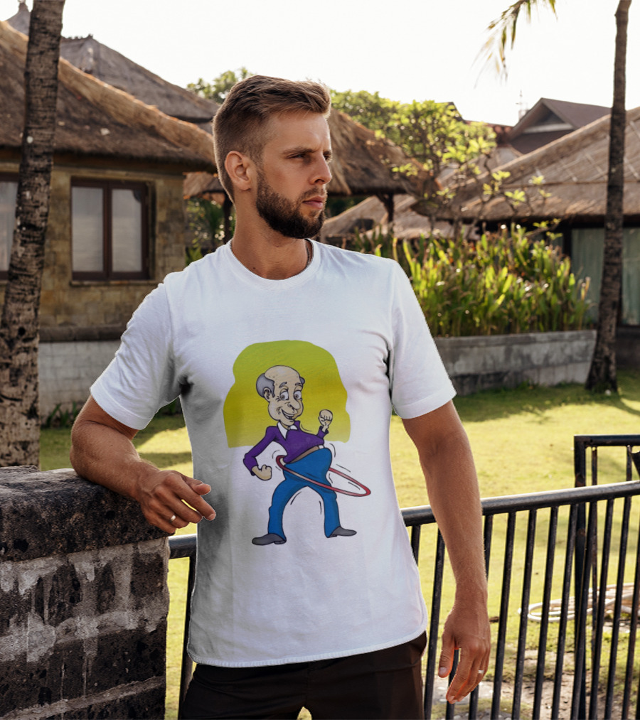 Elderly Man Hula Hooping Joyfully With Fist Pump T-Shirt
