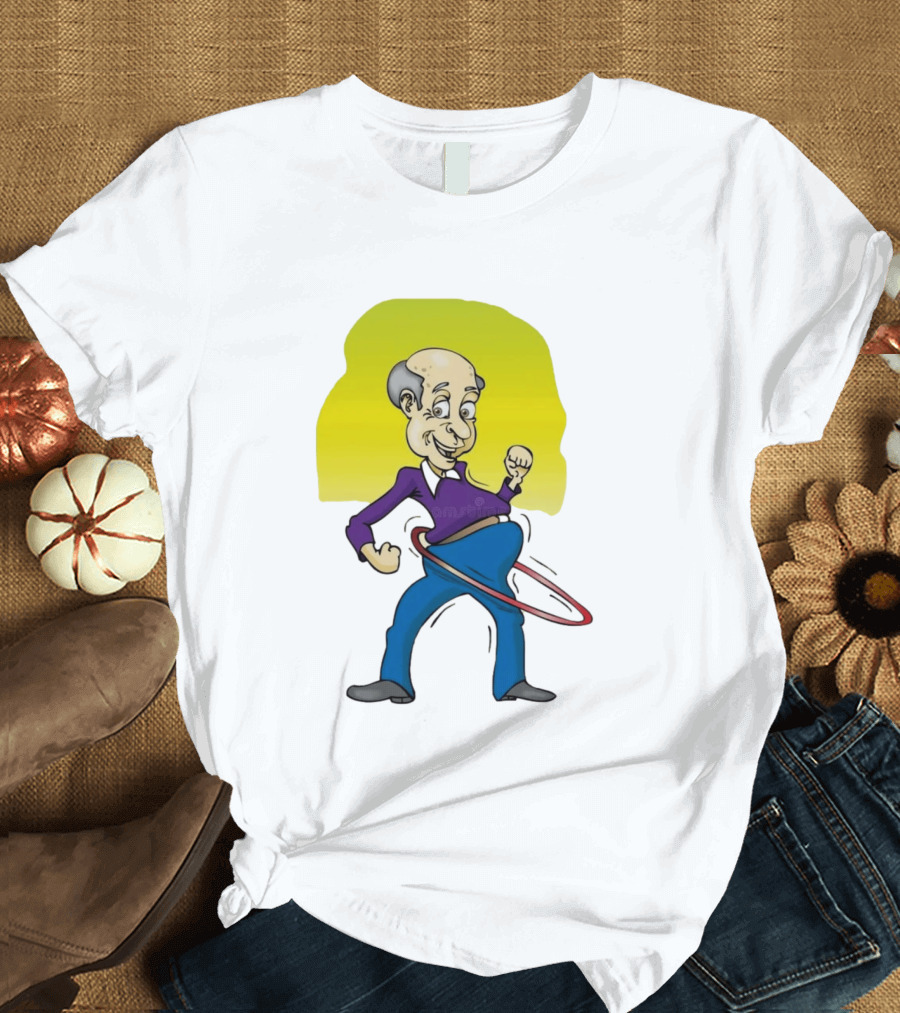 Elderly Man Hula Hooping Joyfully With Fist Pump T-Shirt