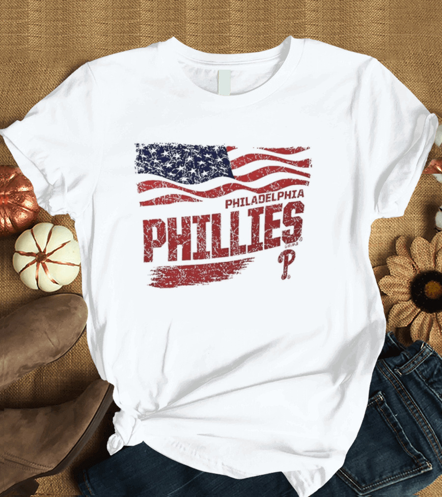 Philadelphia Phillies Waving American Flag 2026 MLB All Star Game T-Shirt