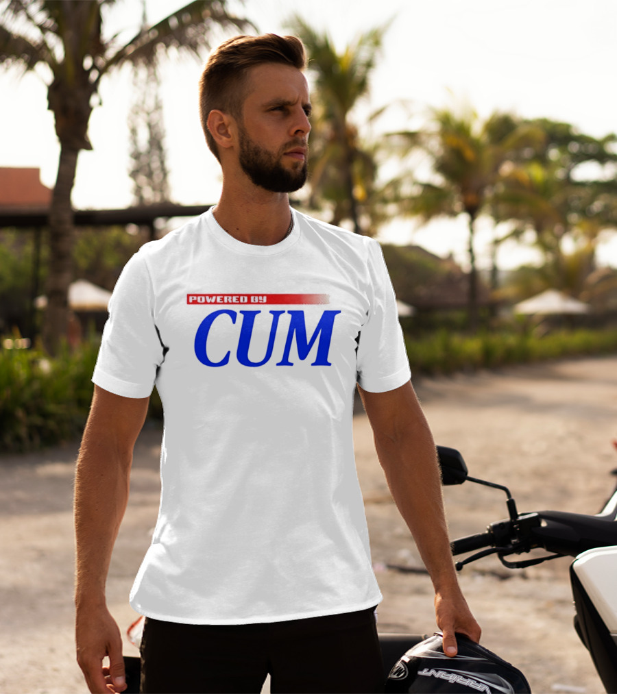 Powered By Cum Blue T-Shirt