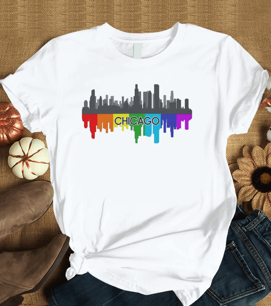 Chicago Skyline Rainbow Pride City T-Shirt
