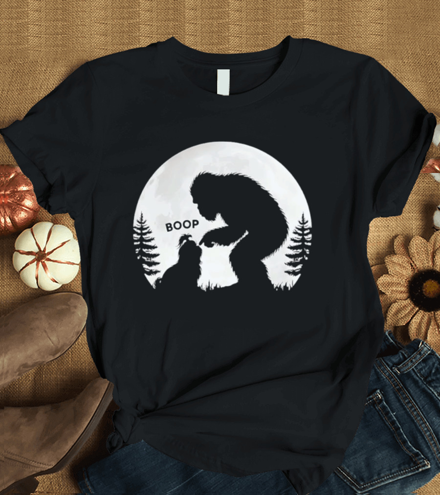 Bigfoot Boop Shih Tzu Moon Silhouette Forest Scene T-Shirt
