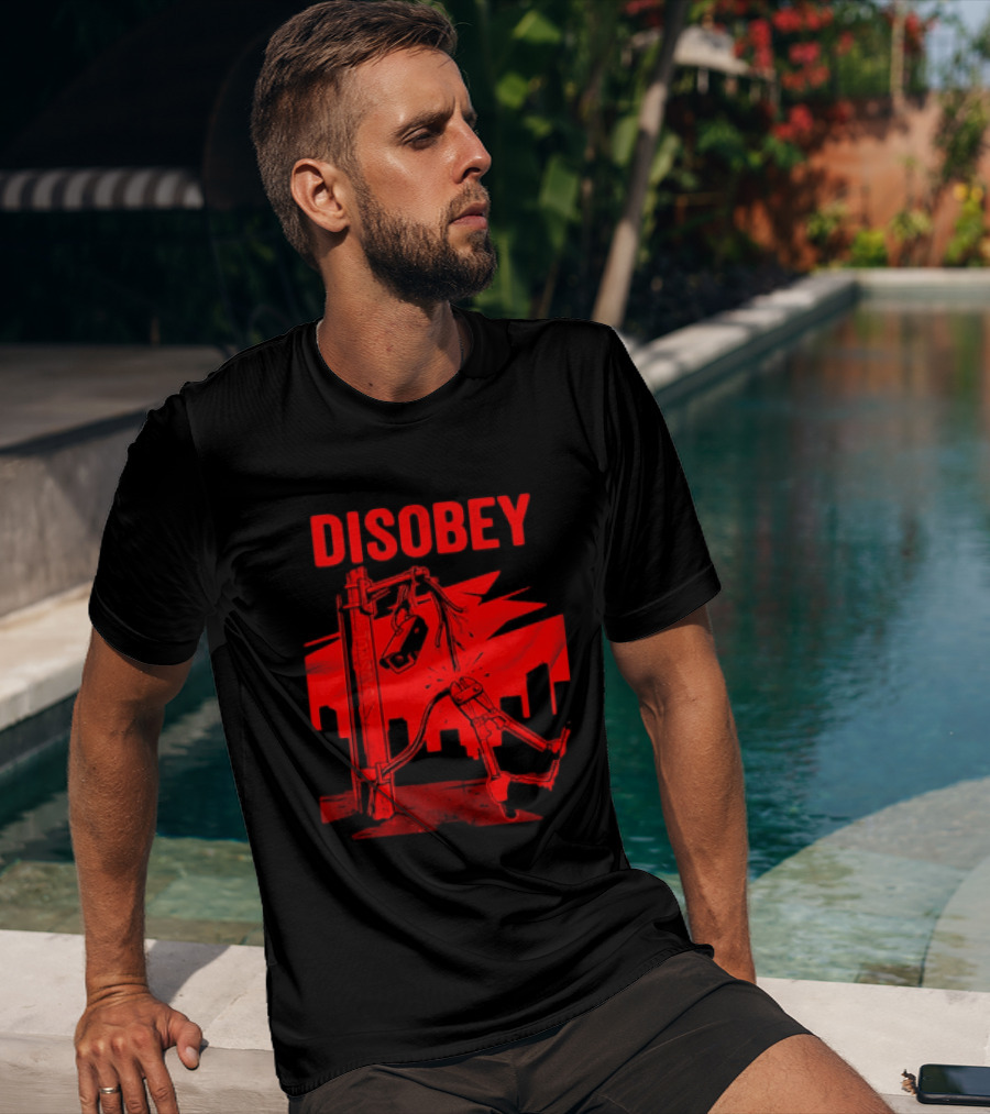 DISOBEY Surveillance Camera Wire Cutting Protest Stencil T-Shirt