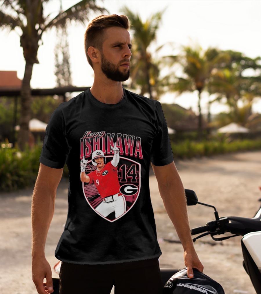 Kenny Ishikawa Georgia Bulldogs 14 Action Pose T-Shirt