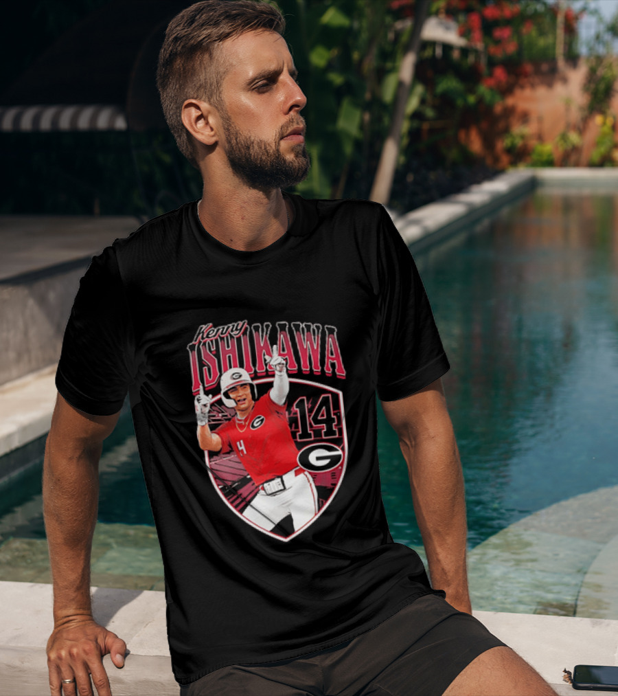 Kenny Ishikawa Georgia Bulldogs 14 Action Pose T-Shirt
