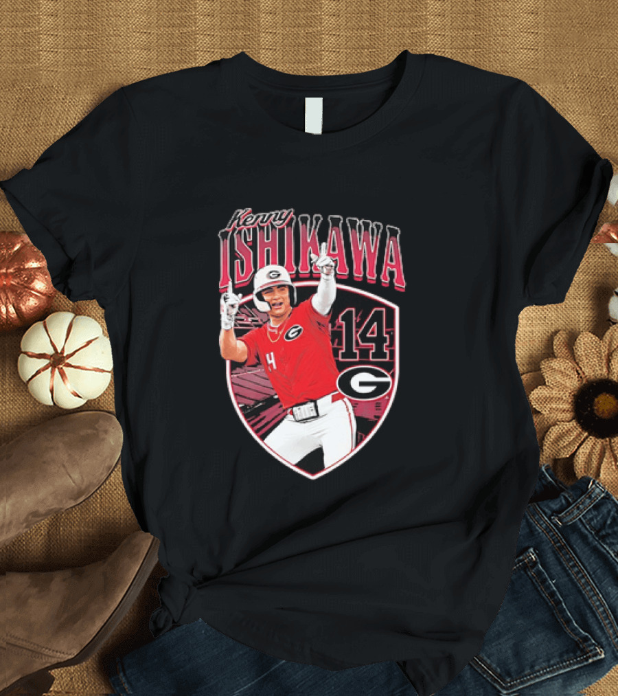 Kenny Ishikawa Georgia Bulldogs 14 Action Pose T-Shirt
