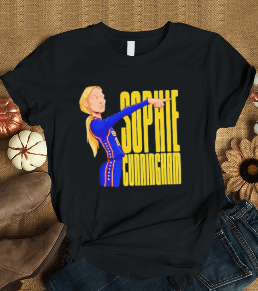 Sophie Cunningham Cartoon Indiana Fever Pointing T-Shirt