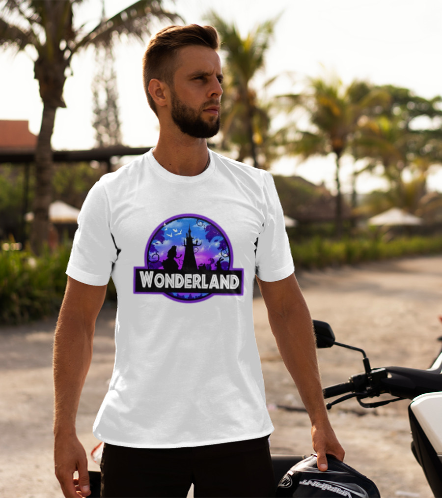 Alice Cheshire Cat White Rabbit Wonderland Disney Fantasy Adventure Movie T-Shirt