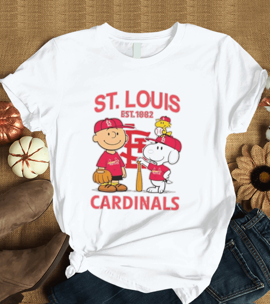 St. Louis Cardinals Est 1882 Charlie Brown Snoopy Woodstock MLB T-Shirt