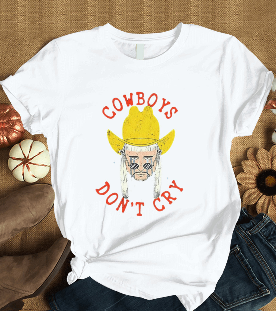 Cowboys Don't Cry Yellow Hat Sad Face T-Shirt