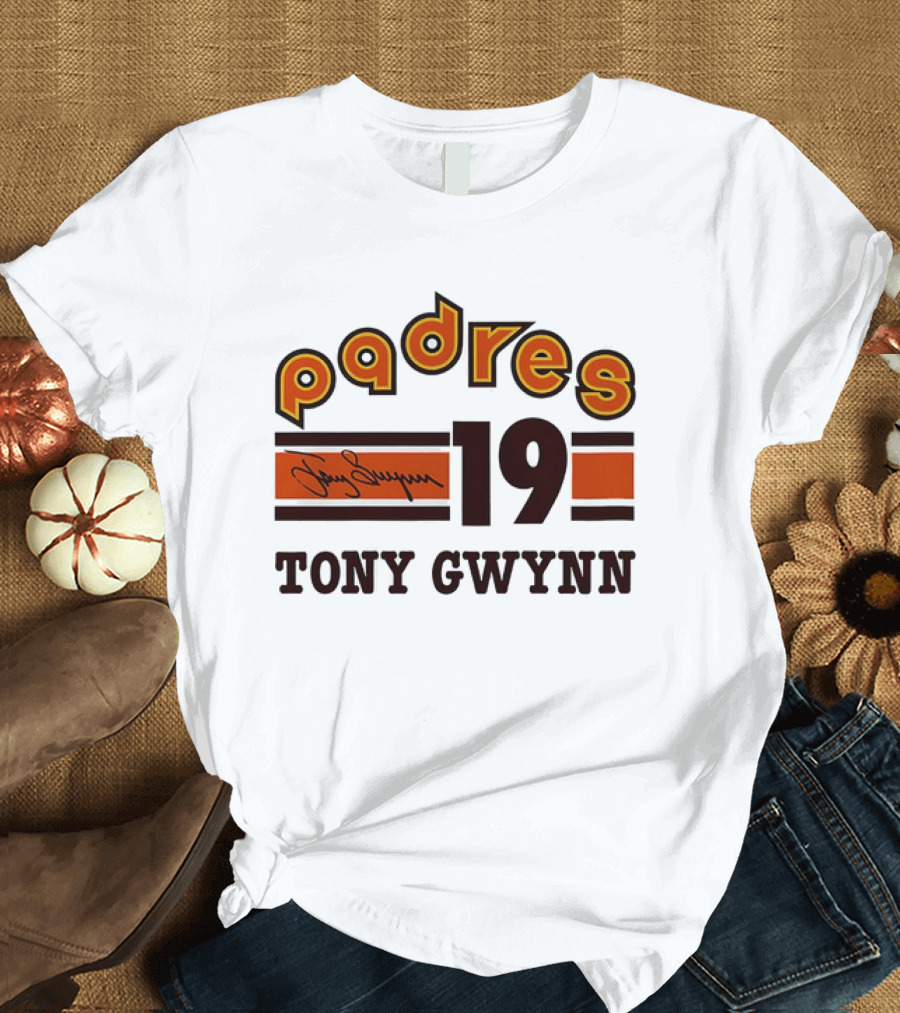 Padres 19 Tony Gwynn Signature T-Shirt