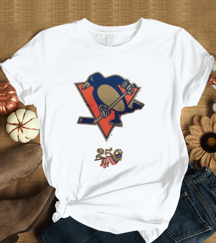 Pittsburgh Penguins 250 Logo Vintage Hockey Anniversary T-Shirt