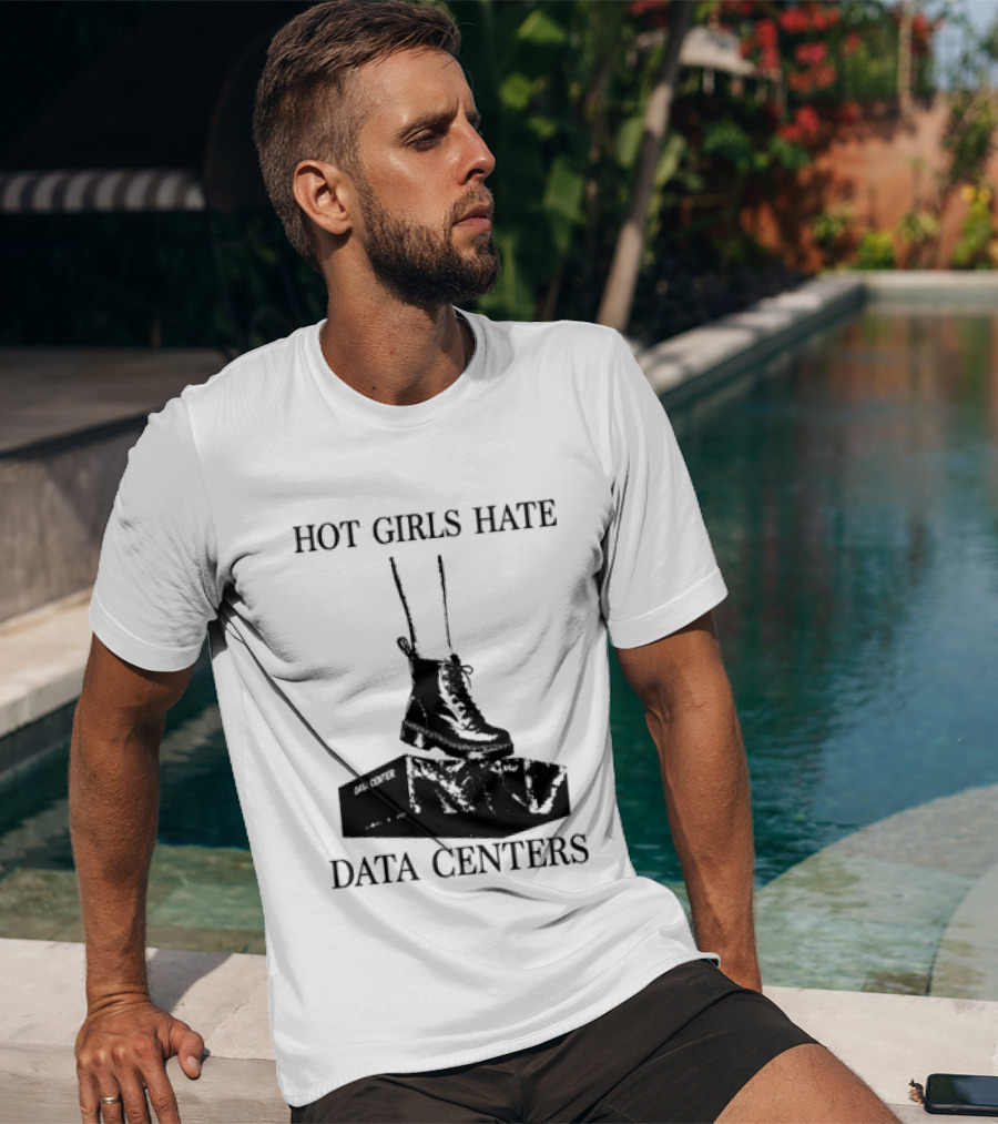 Hot Girls Hate Data Centers With Boots Stomping Computers T-Shirt
