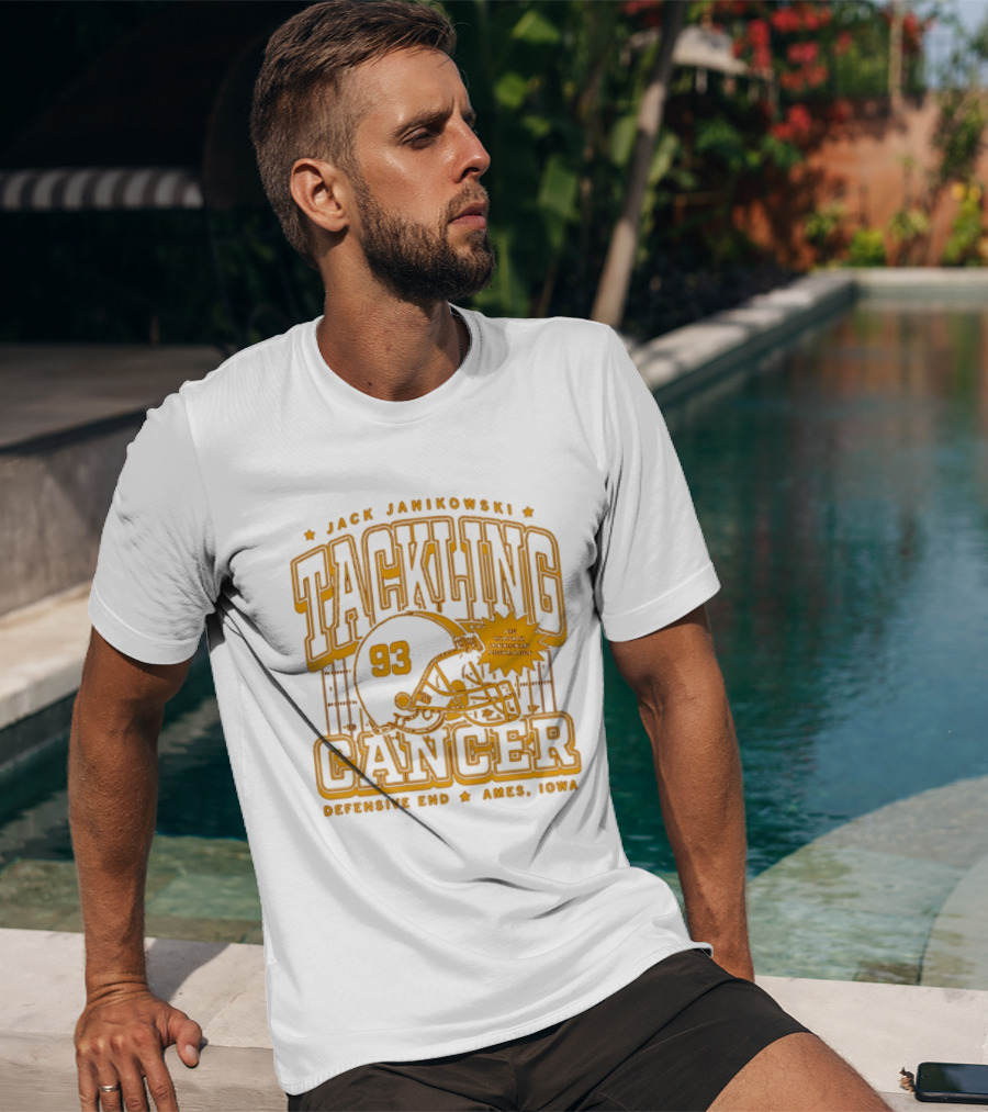 Jack Janikowski Tackling Cancer Defensive End 93 Ames Iowa Schmidt Foundation T-Shirt