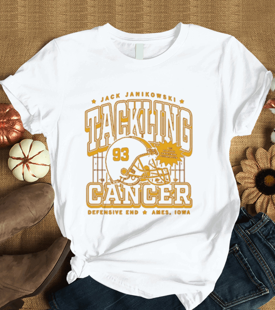 Jack Janikowski Tackling Cancer Defensive End 93 Ames Iowa Schmidt Foundation T-Shirt