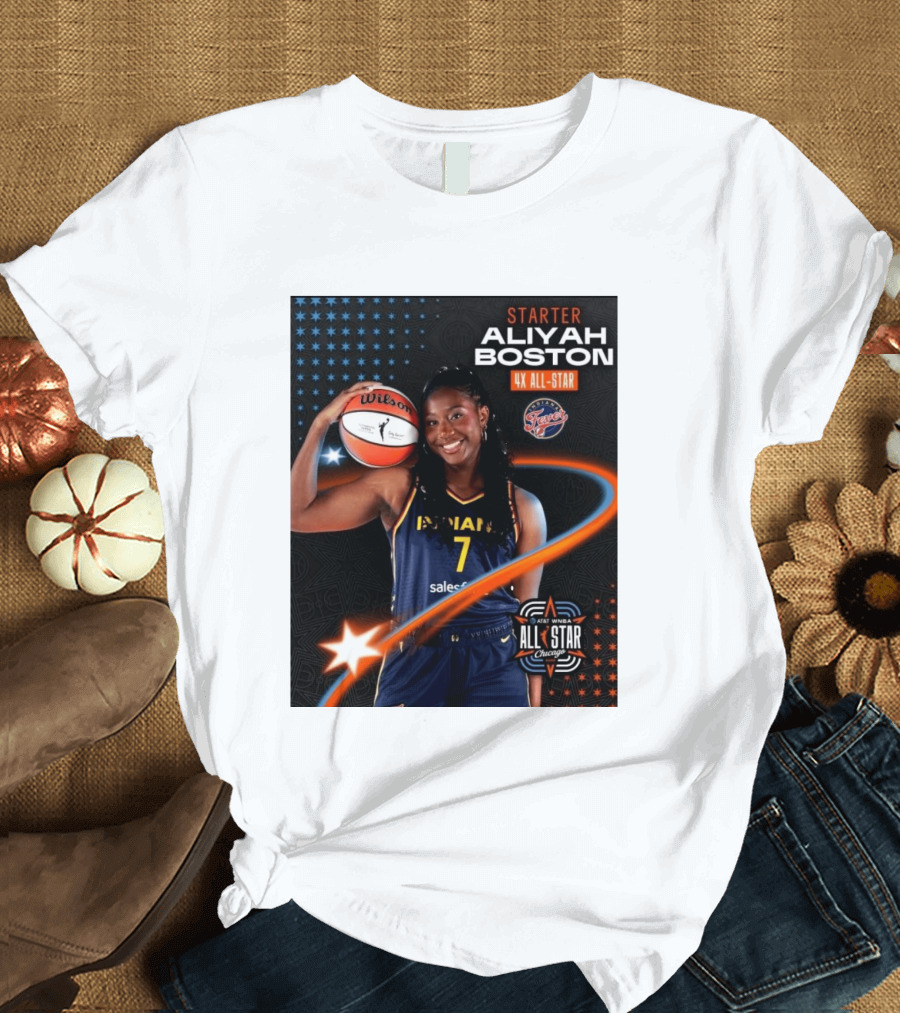 Starter Aliyah Boston 4x All Star Ind State Fever AT&T WNBA All Star 2026 Chicago T-Shirt