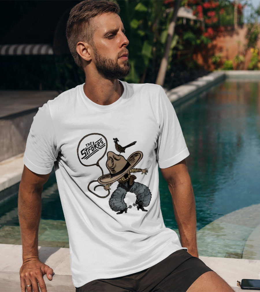 The Strokes Cowboy Roadrunner Western Lasso Band Music T-Shirt