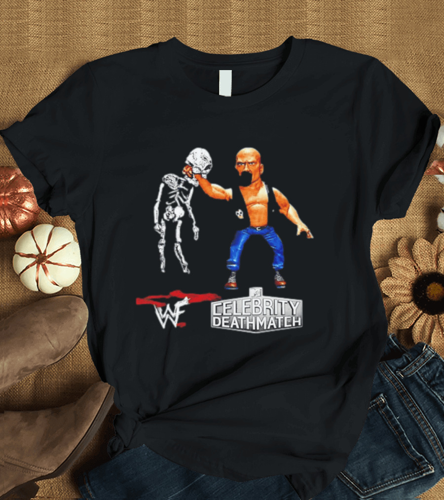 Stone Cold Steve Austin Holding Skeleton WWF MTV Celebrity Deathmatch T-Shirt