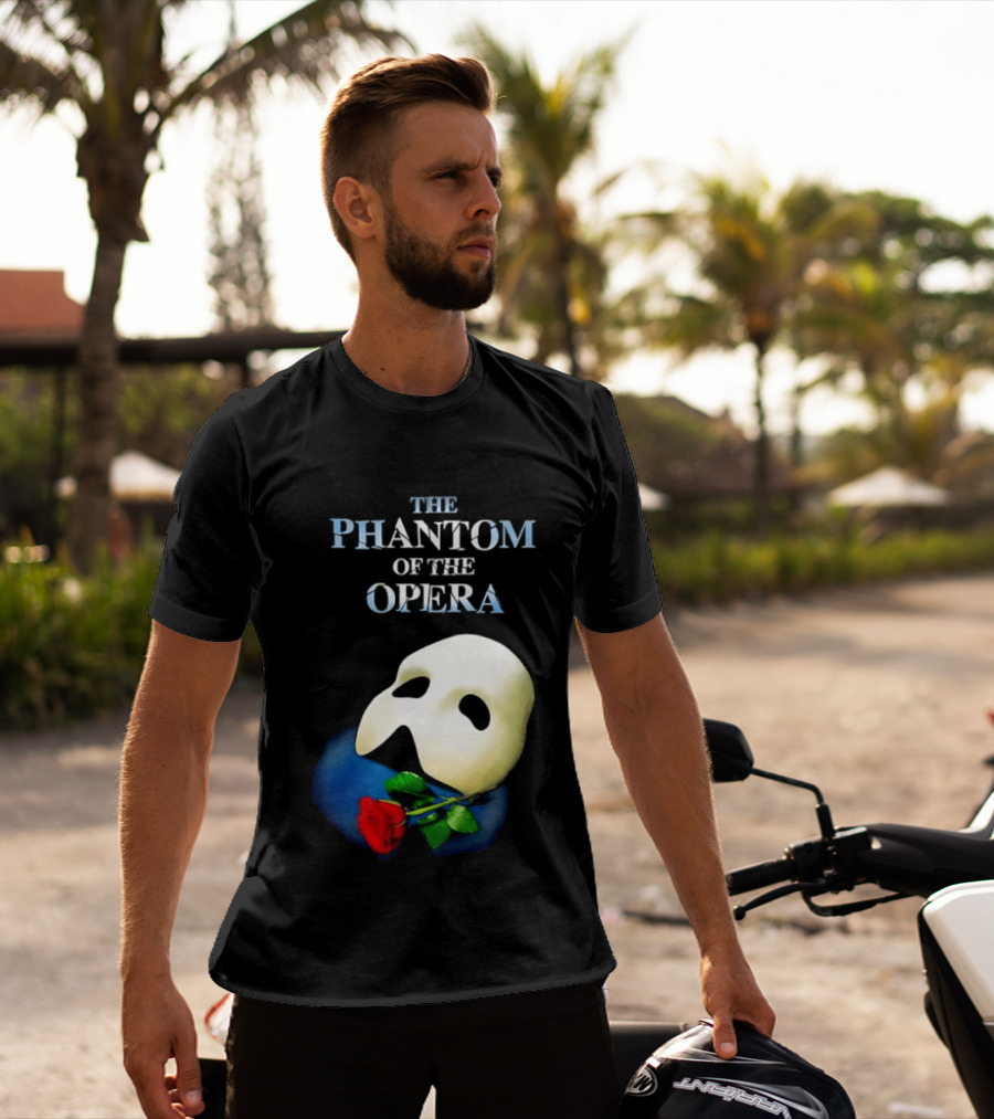 The Phantom Of The Opera Mask With Red Rose T-Shirt