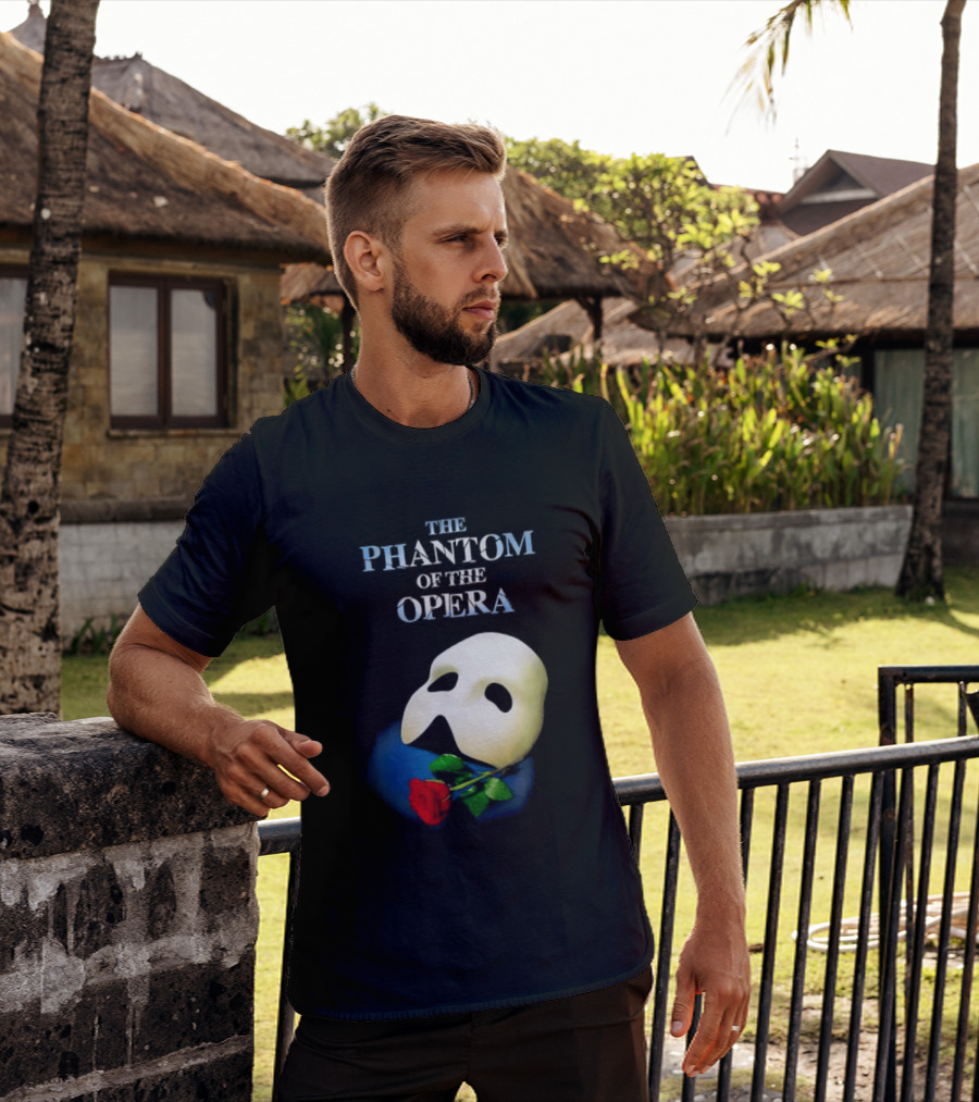The Phantom Of The Opera Mask With Red Rose T-Shirt