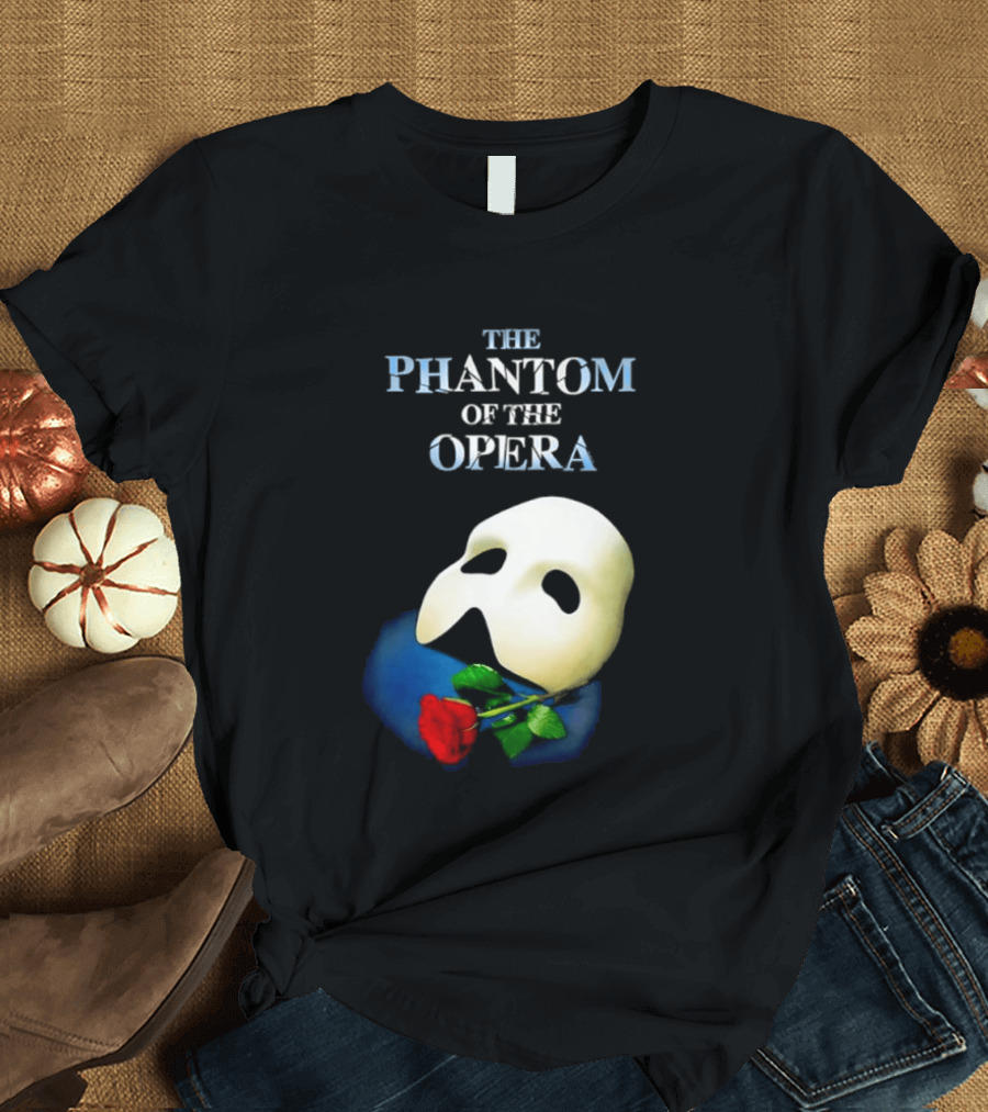 The Phantom Of The Opera Mask With Red Rose T-Shirt
