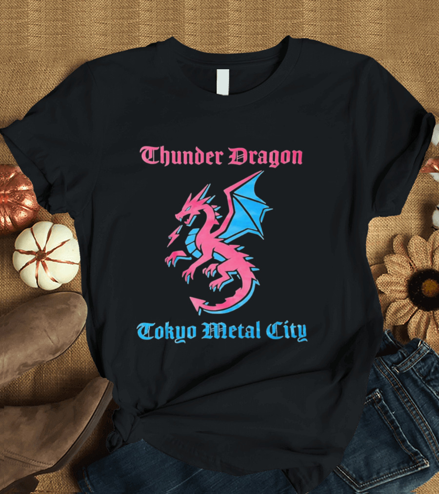 Thunder Dragon Tokyo Metal City Fantasy Dragon Winged Creature T-Shirt