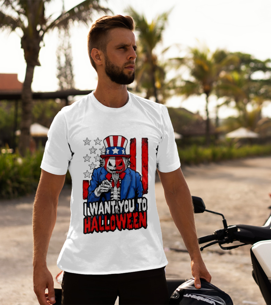 USA Patriotic Zombie Uncle Sam Pumpkin I Want You To Halloween T-Shirt