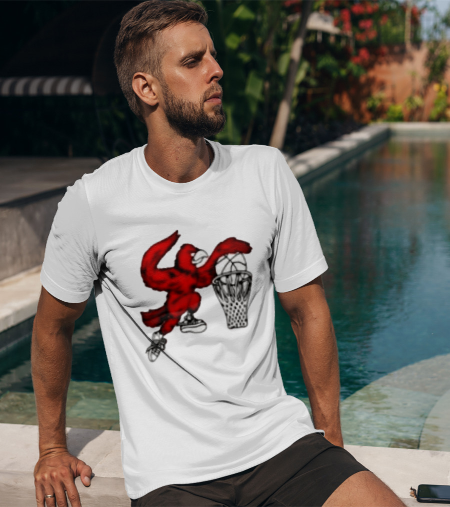 Red Cardinal Bird Dunking Basketball T-Shirt