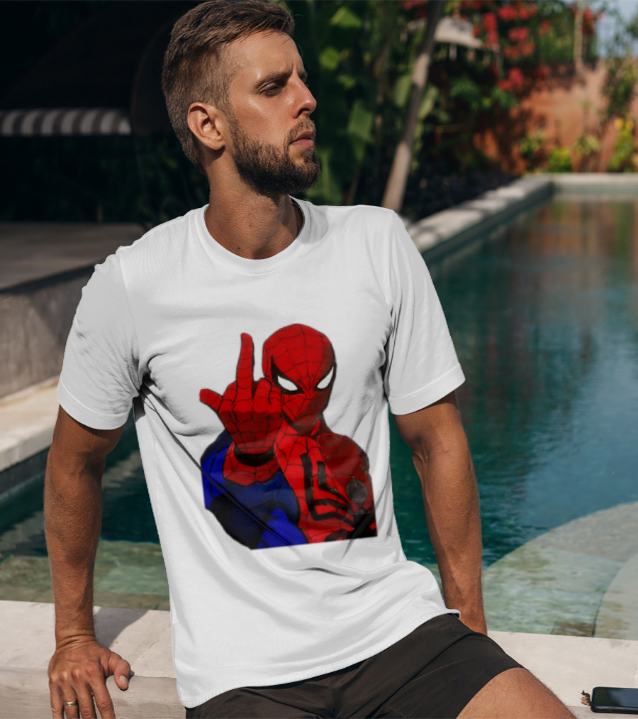Spider Man Middle Finger Gesture Iconic Superhero Attitude T-Shirt