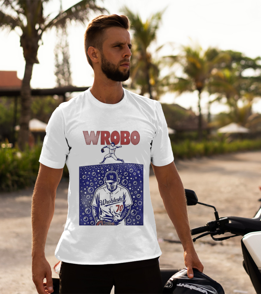 Wrobo Shark Justin Wrobleski Los Angeles Dodgers Baseball T-Shirt