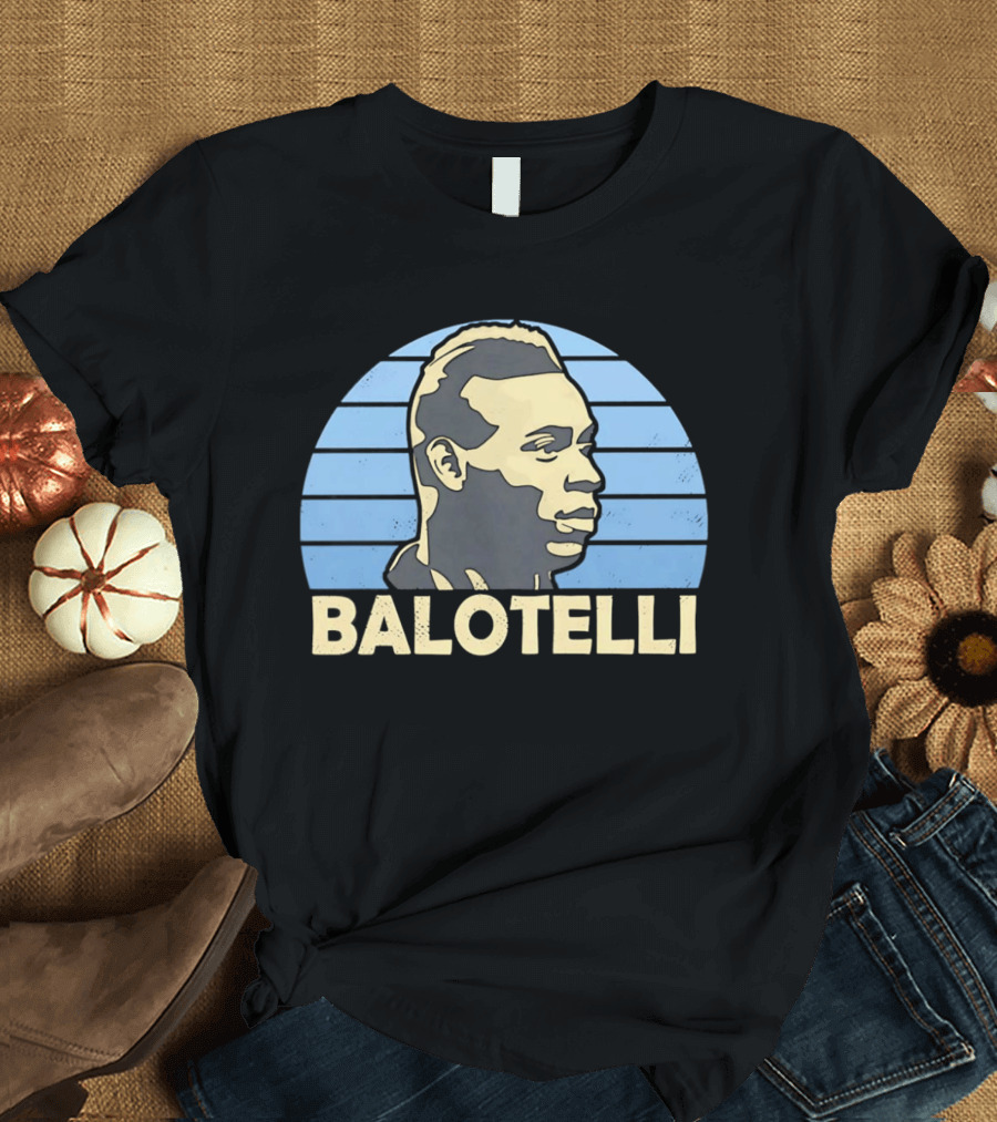 Balotelli Retro Style Italian Footballer Profile T-Shirt