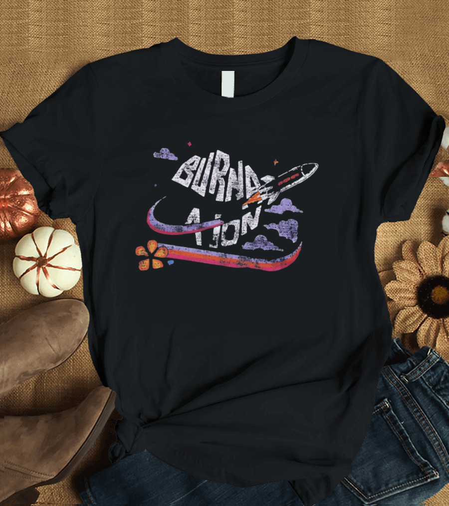Burn Nation Rocket Blast Off Space Flower T-Shirt