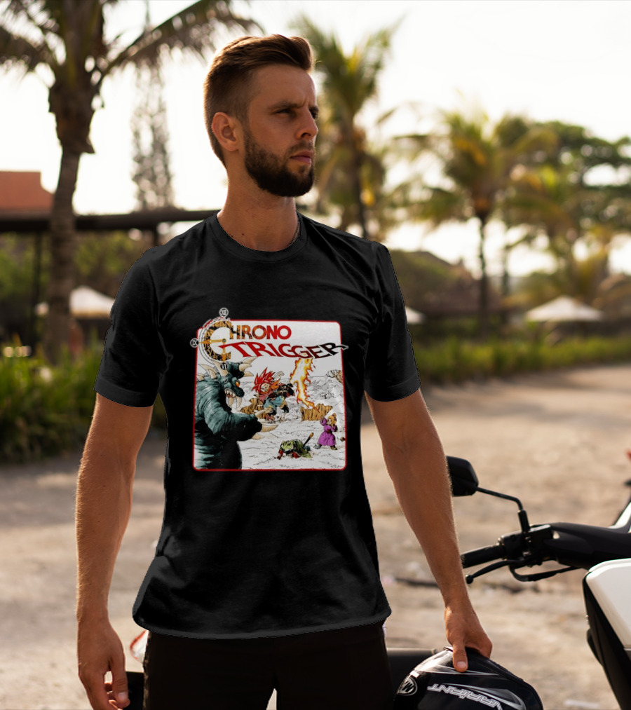 Chrono Trigger Iconic Gaming Adventure Characters And Battle Scene T-Shirt