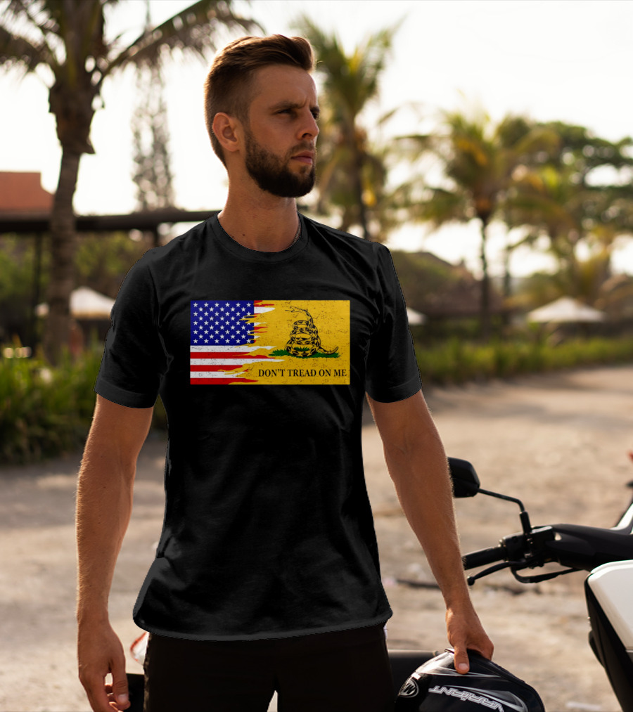 Don't Tread On Me American Flag Gadsden Snake T-Shirt