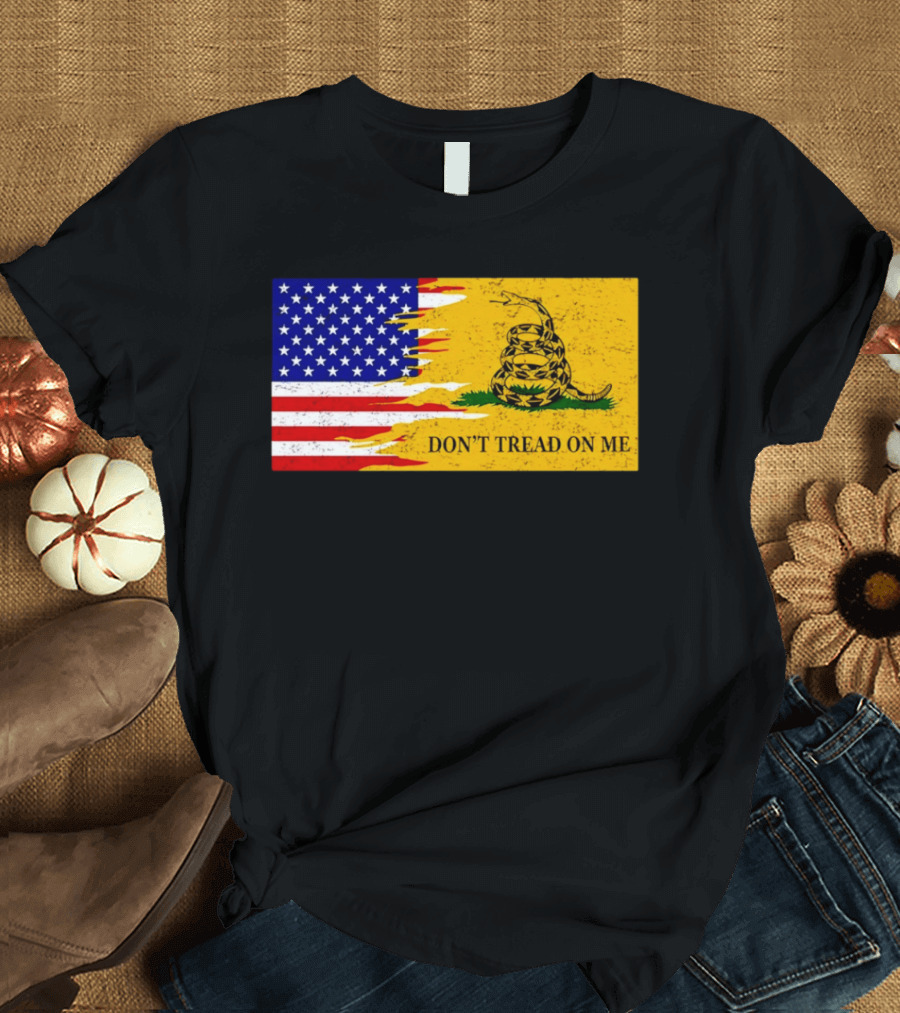 Don't Tread On Me American Flag Gadsden Snake T-Shirt