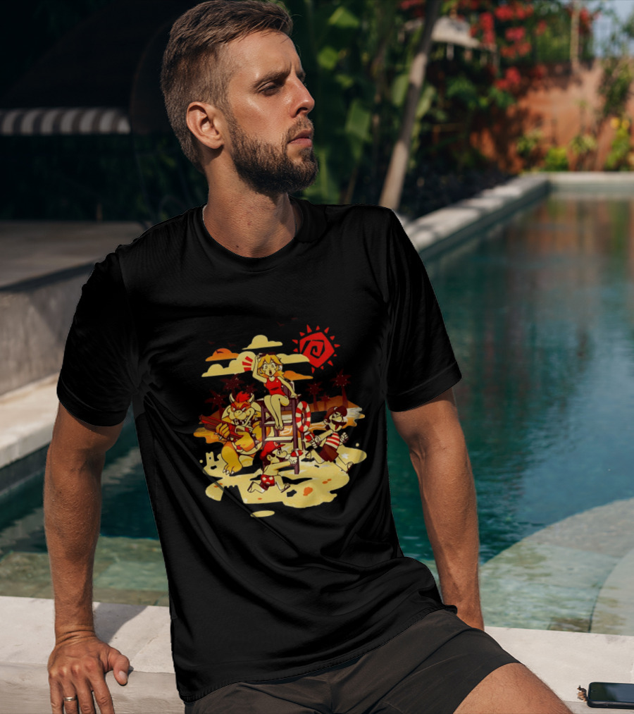 Frenemies Summer Beach Fun Mario Luigi Princess Peach Bowser Adventure T-Shirt