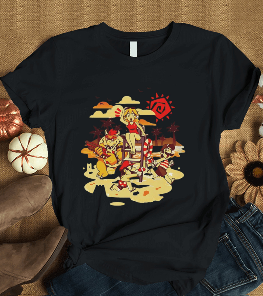 Frenemies Summer Beach Fun Mario Luigi Princess Peach Bowser Adventure T-Shirt