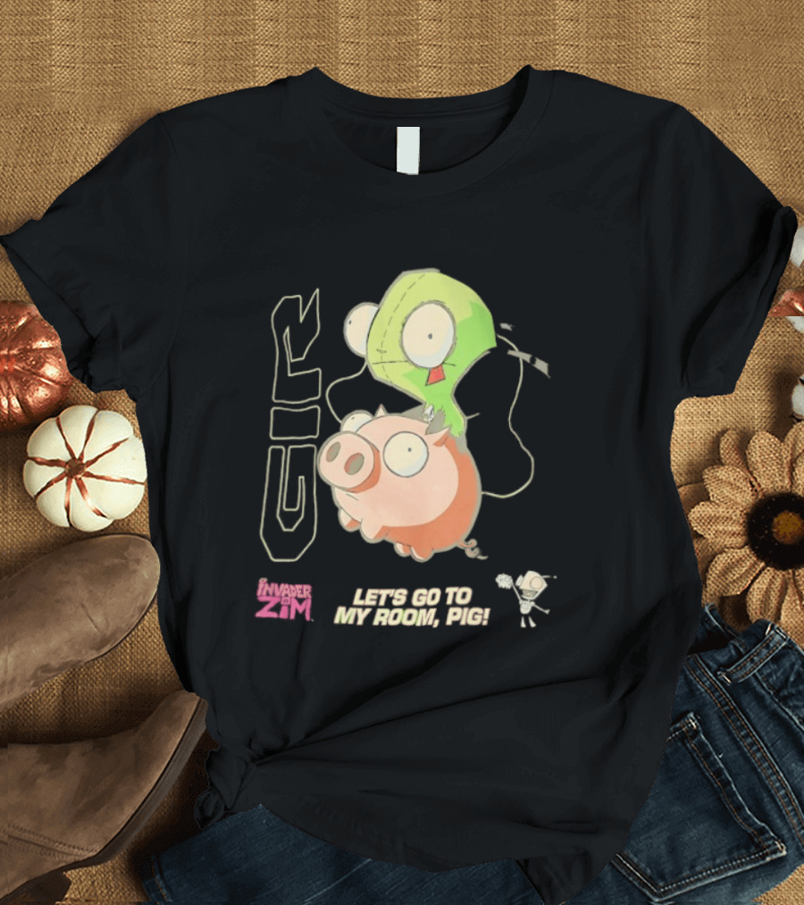 GIR Invader Zim Let's Go To My Room Pig Ride Adventure T-Shirt