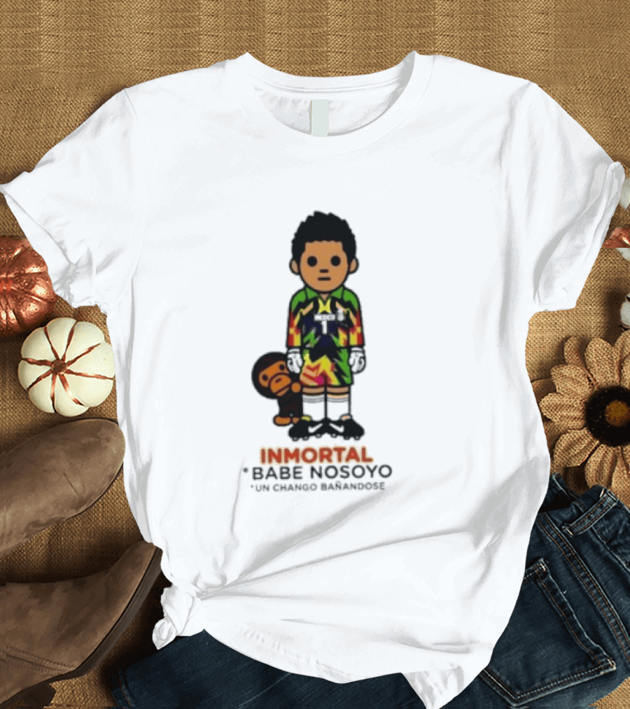 Jorge Campos Inmortal Babe Nosoyo Un Chango Bañandose Colorful Soccer Legend And Monkey T-Shirt