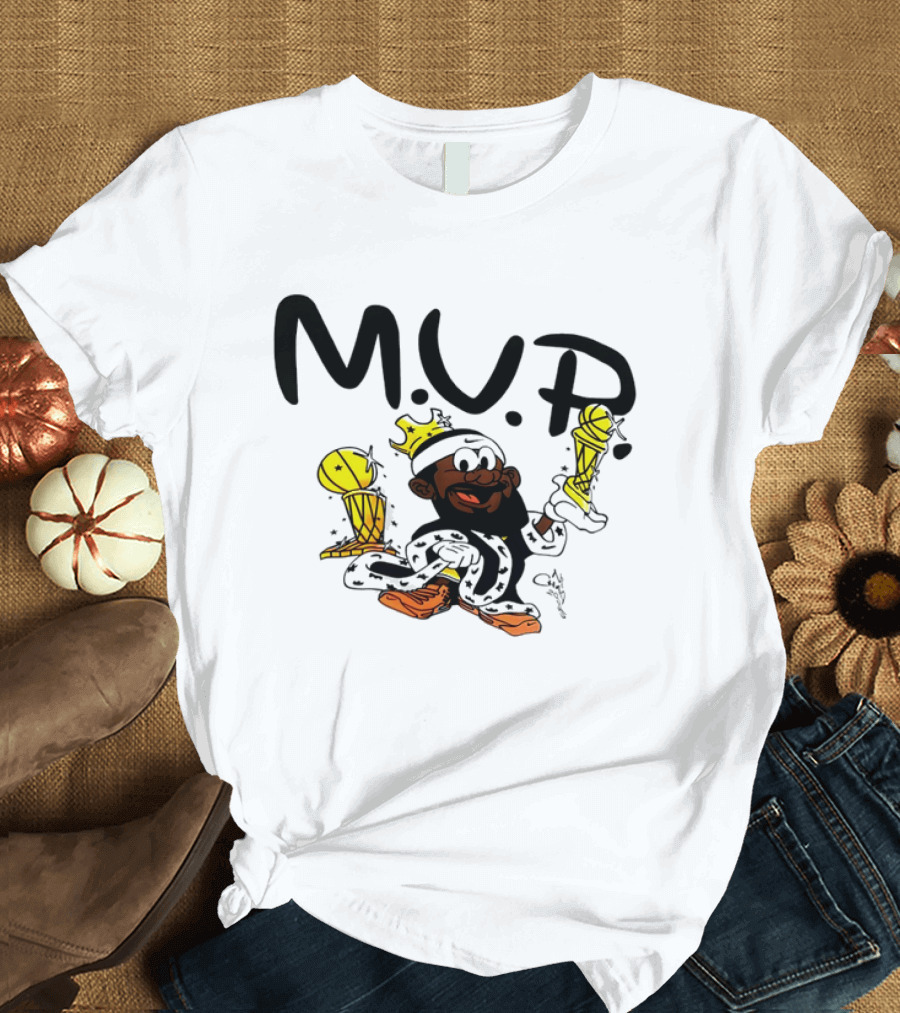 Lebron James MVP Cartoon With Trophy And Crown Lakers Basketball Bubble Boy T-Shirt