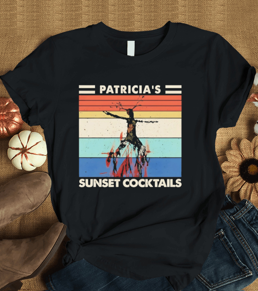 Patricia's Sunset Cocktails Vintage Beach Stripes T-Shirt